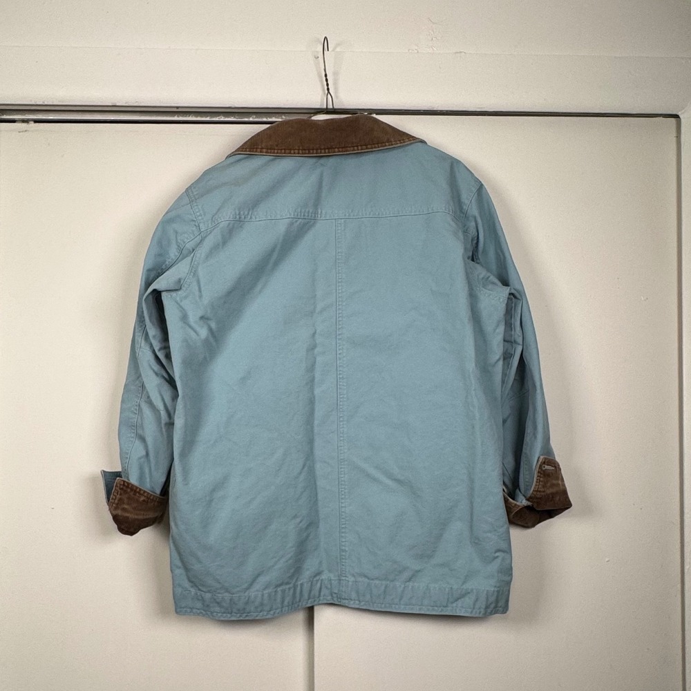LL Bean Womens MP Original Chore Coat Blue Cotton Canvas Corduroy Barn Jacket - Picture 2 of 5